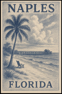 Naples Florida Poster Wall Art 18x24 Gulf Coast Beach Town