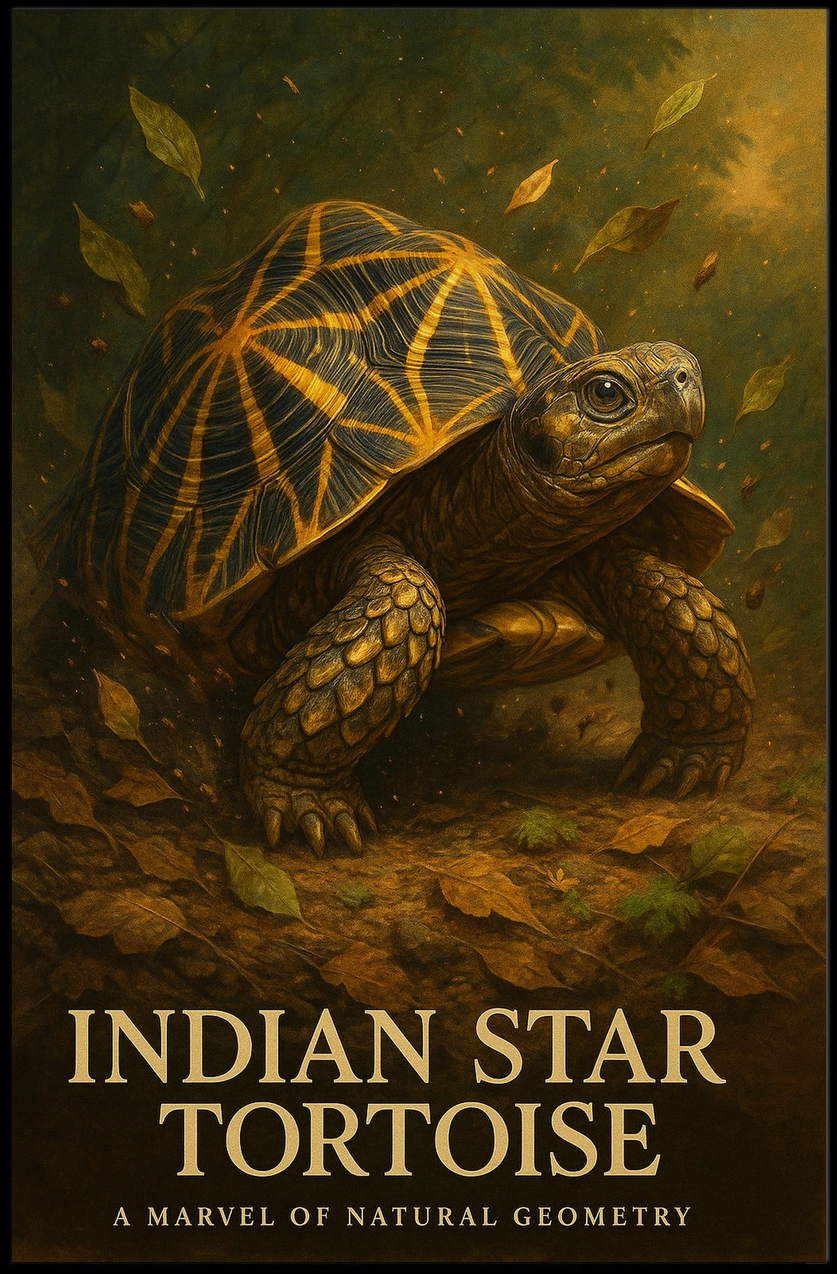 Indian Star Tortoise A Marvel of Natural Geometry Poster