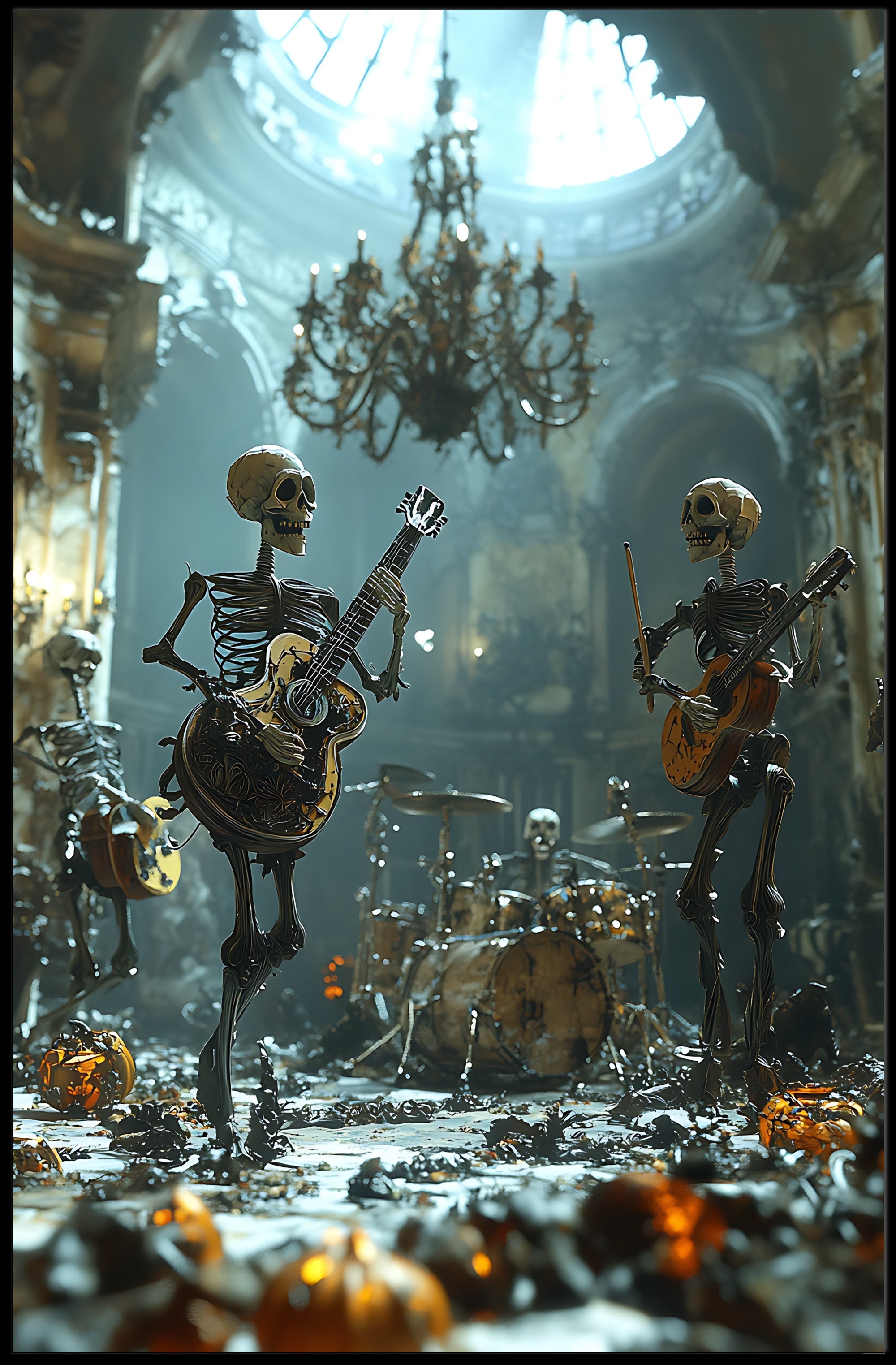 Skeleton Orchestra in Gothic Fantasy Poster