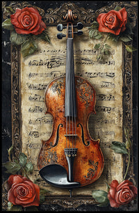Artistic Violin Music Aged Sheet Background Poster