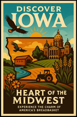Discover Iowa Heart of the Midwest Poster