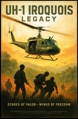 Huey Helicopter Vietnam War Historical Poster