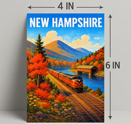 New Hampshire Autumn Train Journey Poster PosterGoat