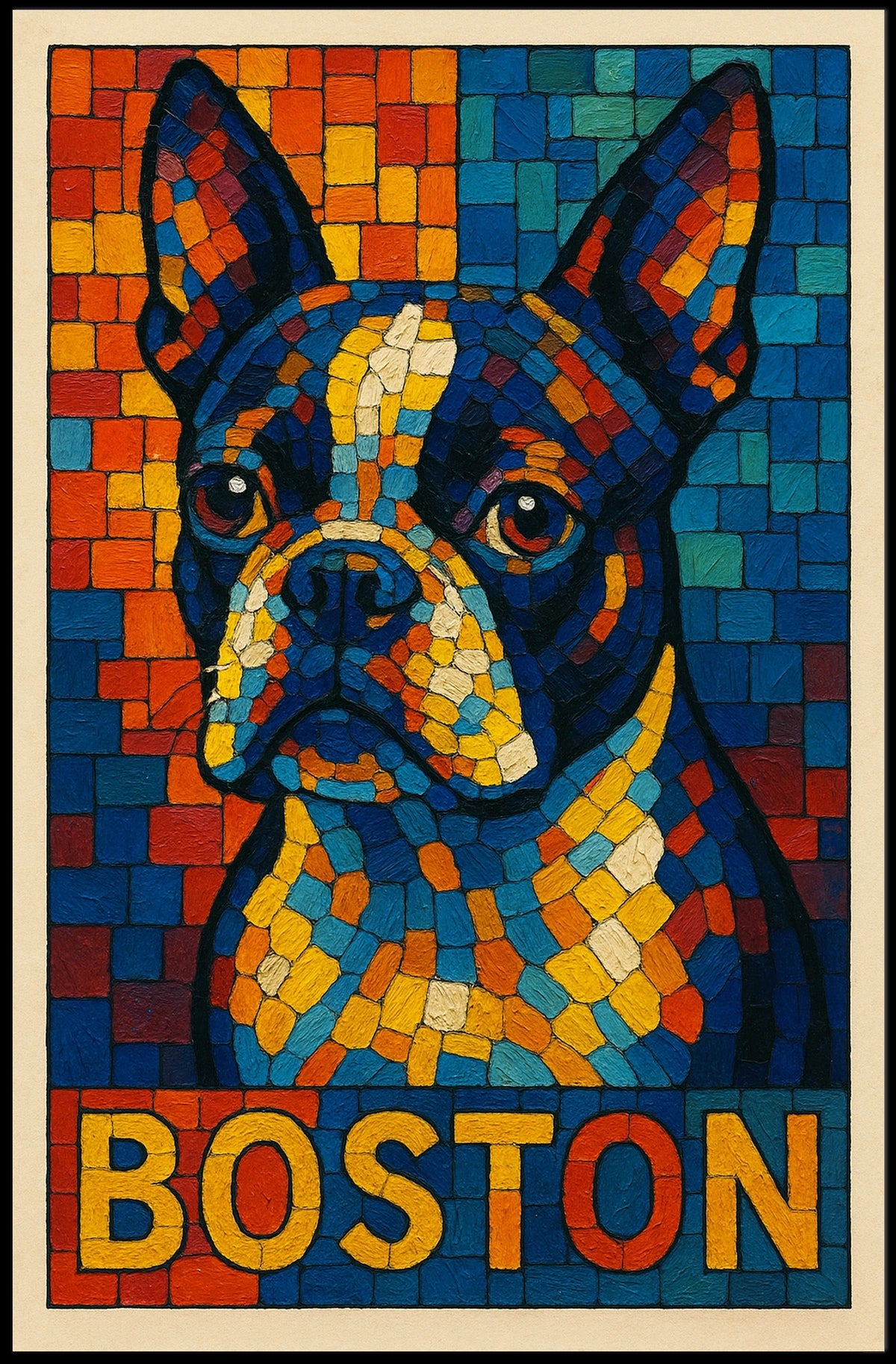 Boston Terrier Mosaic Poster