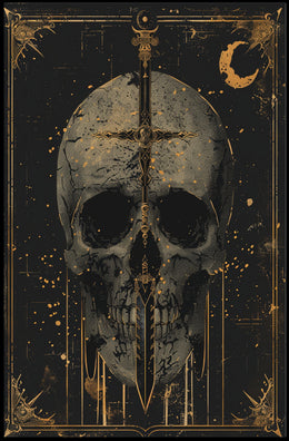 Gothic Skull Sword Vintage Art Poster Print PosterGoat