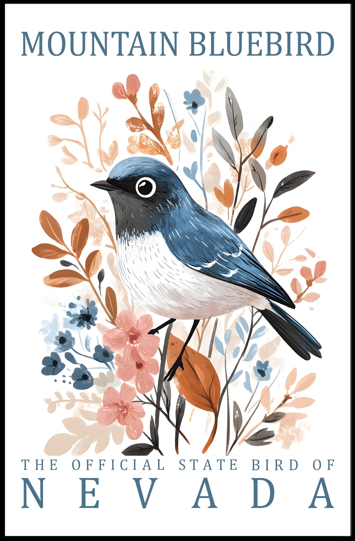 Mountain Bluebird Nevada State Bird Art Poster