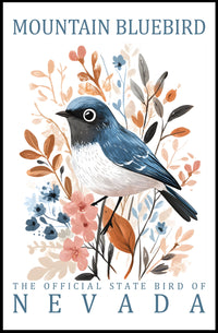 Mountain Bluebird Nevada State Bird Art Poster