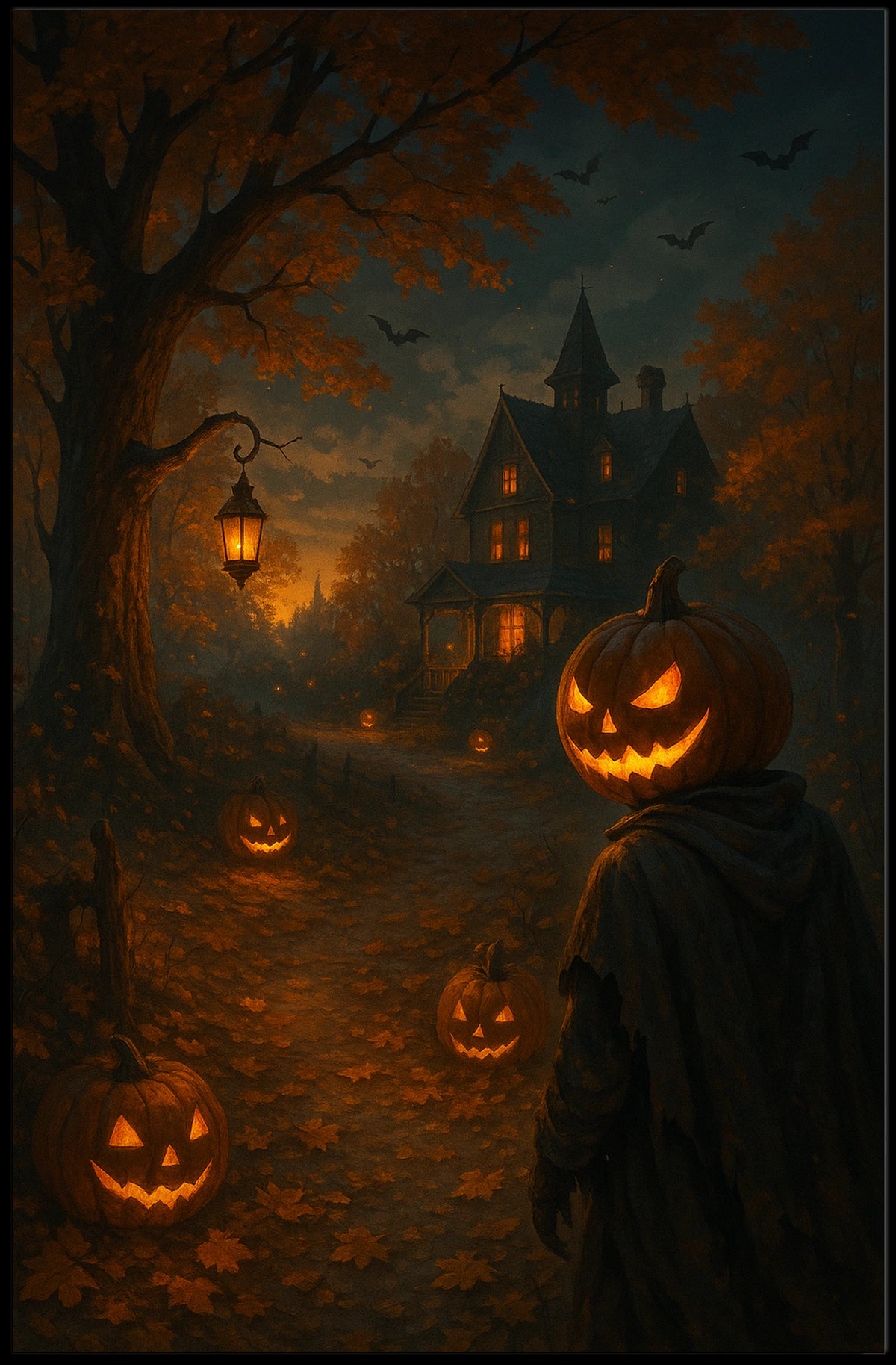 Halloween Night At The Haunted House Poster