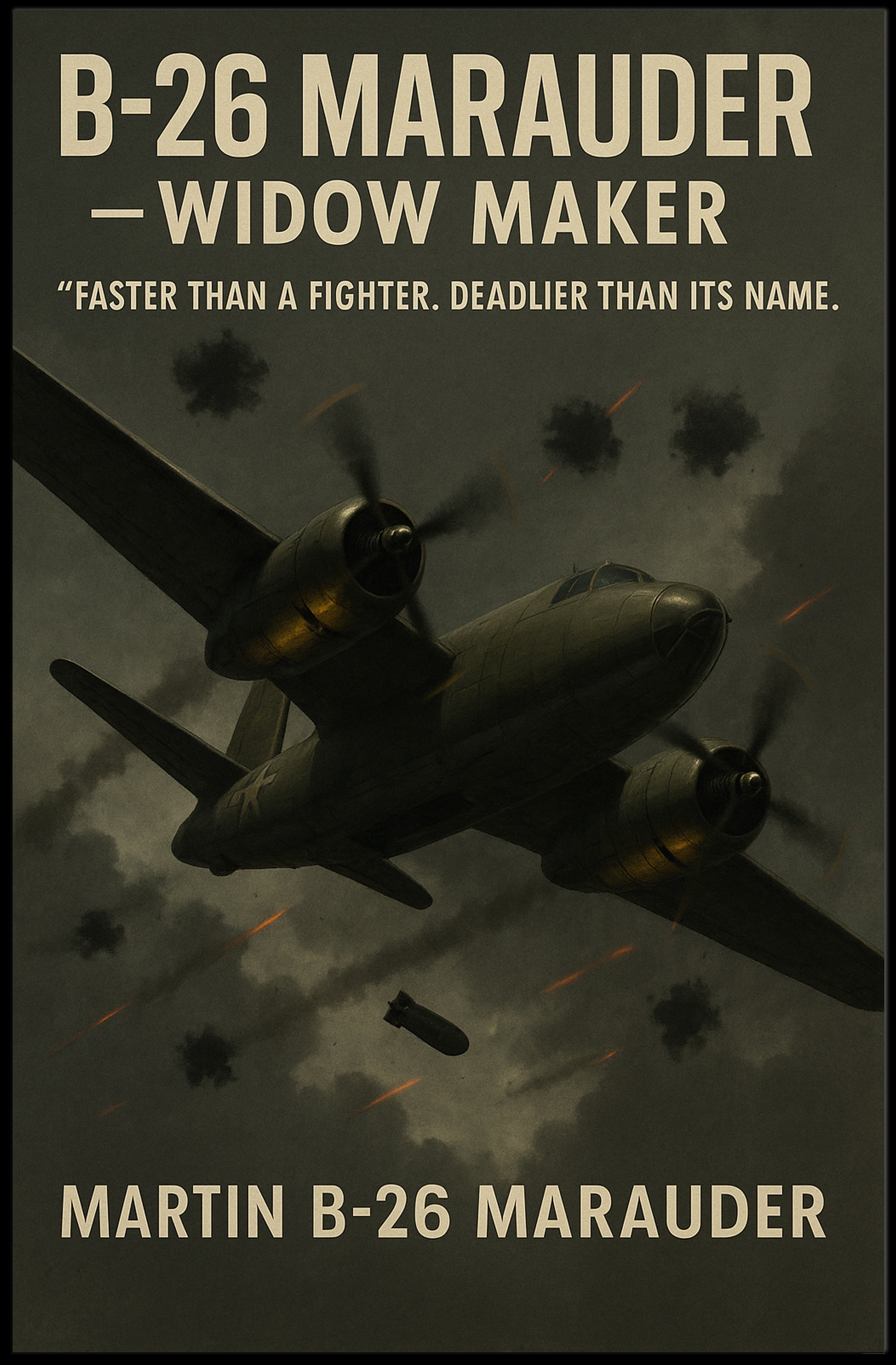 Martin B-26 Marauder Aircraft WWII Poster
