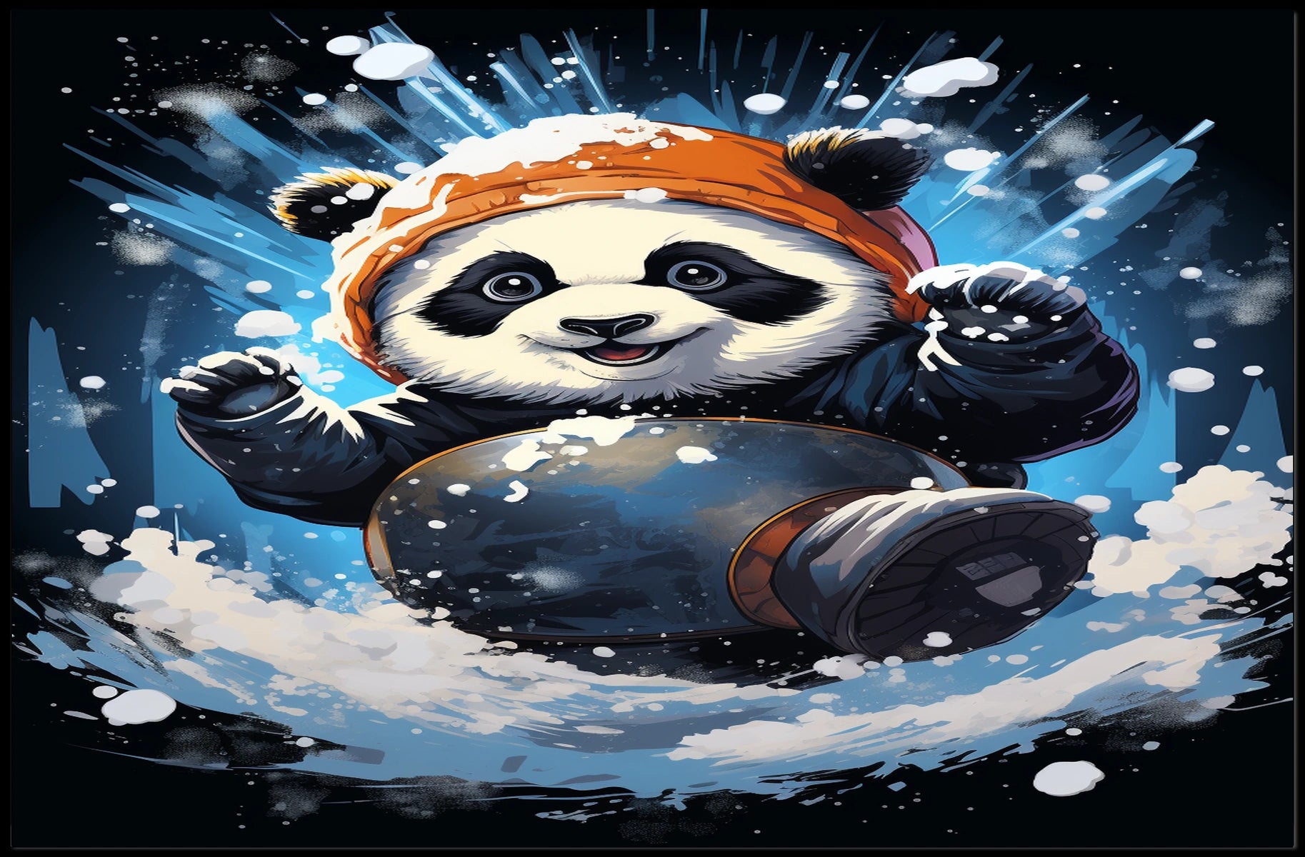 Winter Adventure Panda Poster
