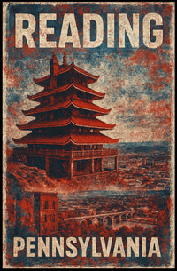Reading Pennsylvania Pagoda Vintage Travel Poster
