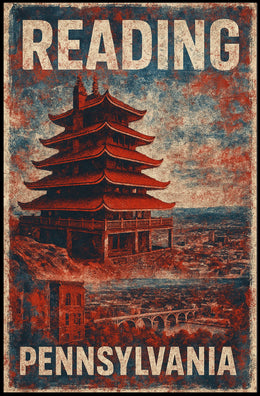 Reading Pennsylvania Pagoda Vintage Travel Poster