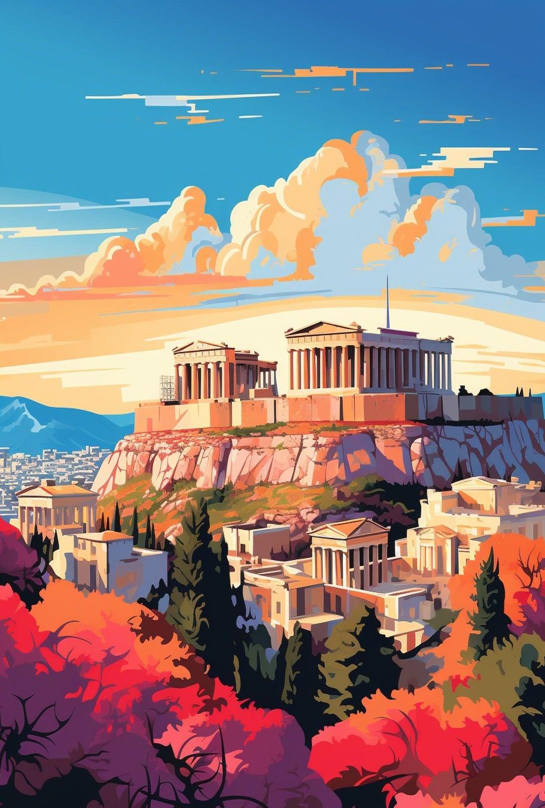 Acropolis Athens Scenic Art Print Cultural or Heritage Poster
