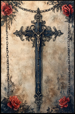 Intricate Christian Symbolism Cross Poster