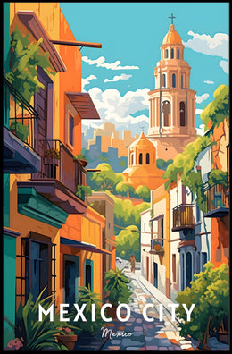 Mexico City Vibrant Street Scene Travel Poster