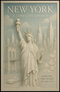 New York Cityscape Grand Skyline Poster Vintage Wall Art