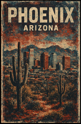 Nostalgic Phoenix Desert Cityscape Vintage Poster