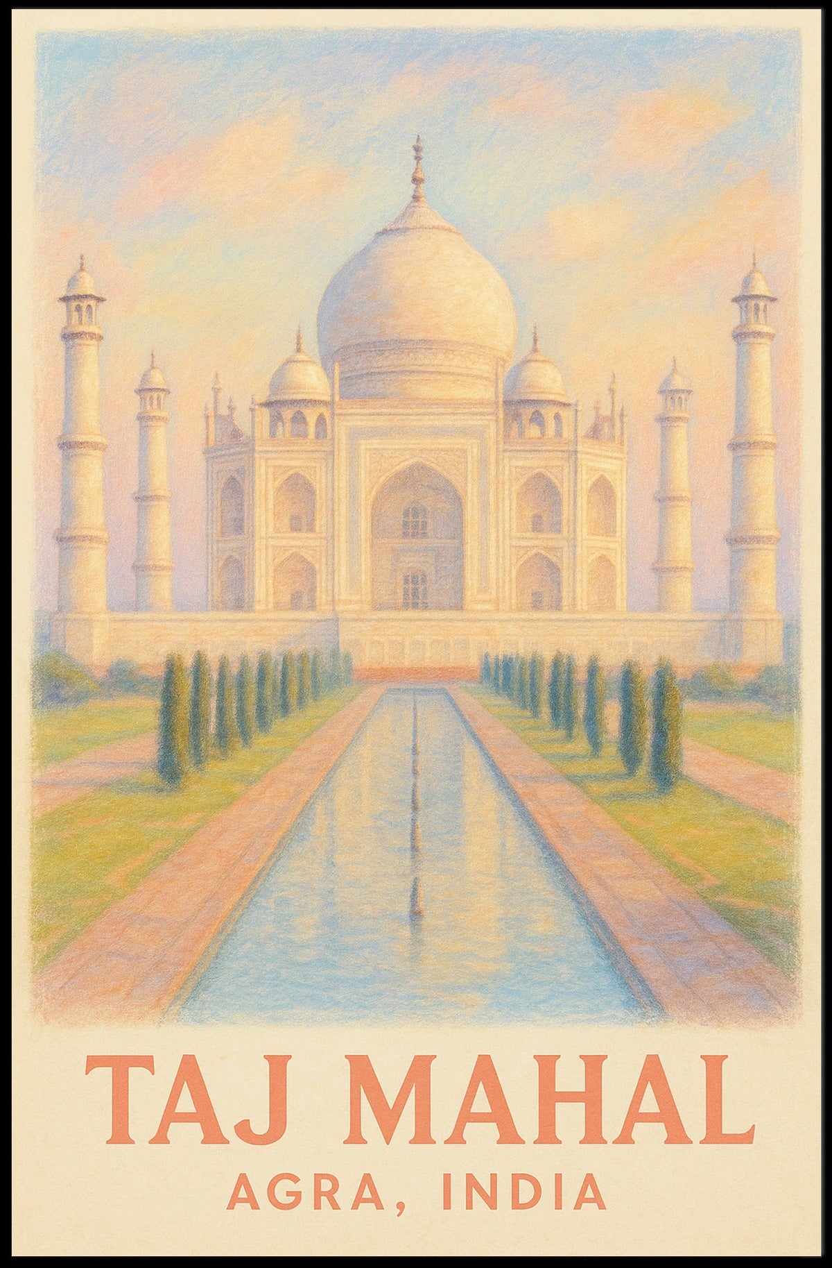 Iconic Taj Mahal Agra India Travel Architecture Photography Realism Heritage Poster
