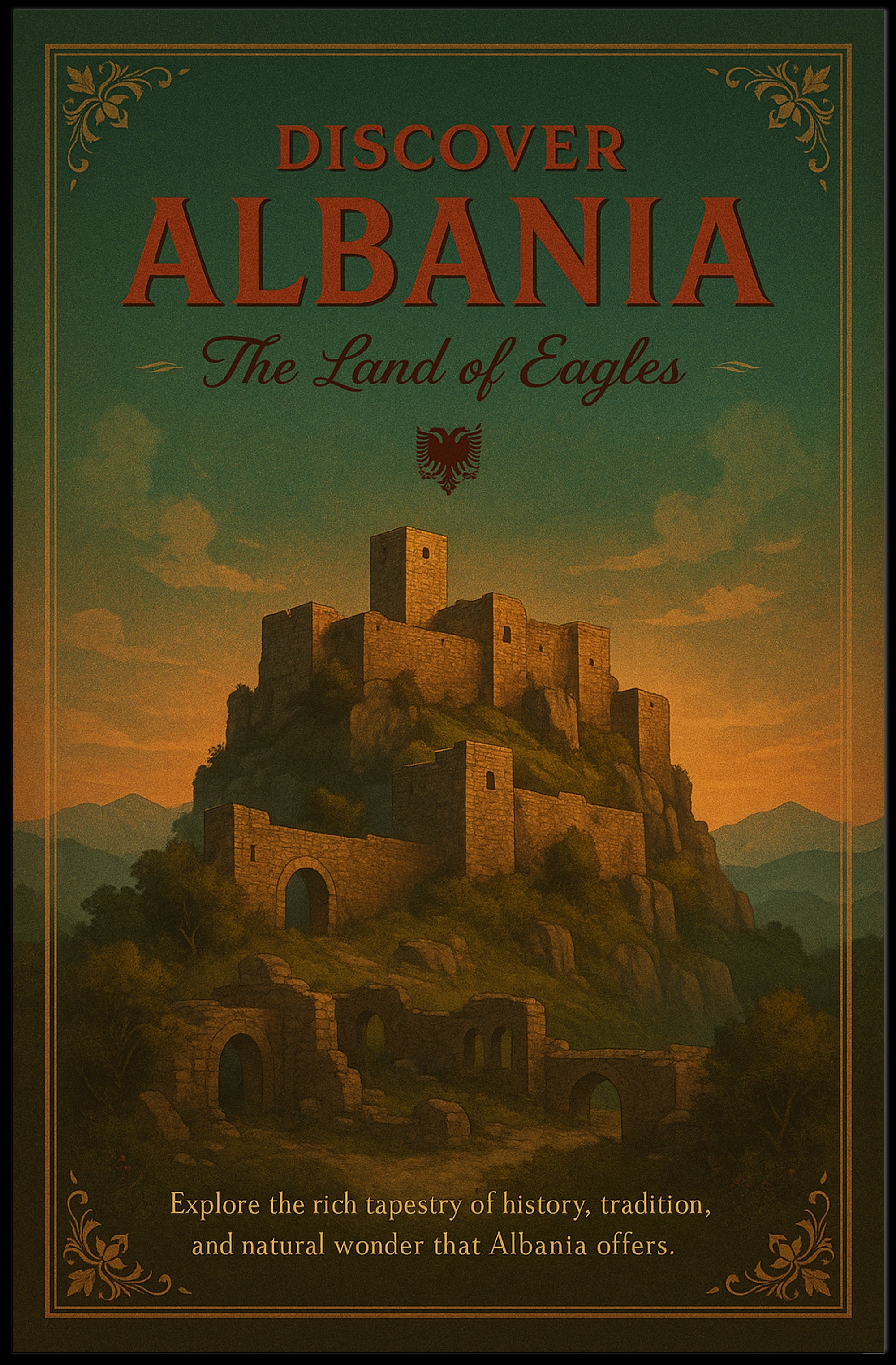 Albania Adventure Vintage Travel Poster