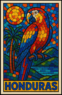 Honduras Vibrant Parrot Mosaic Poster