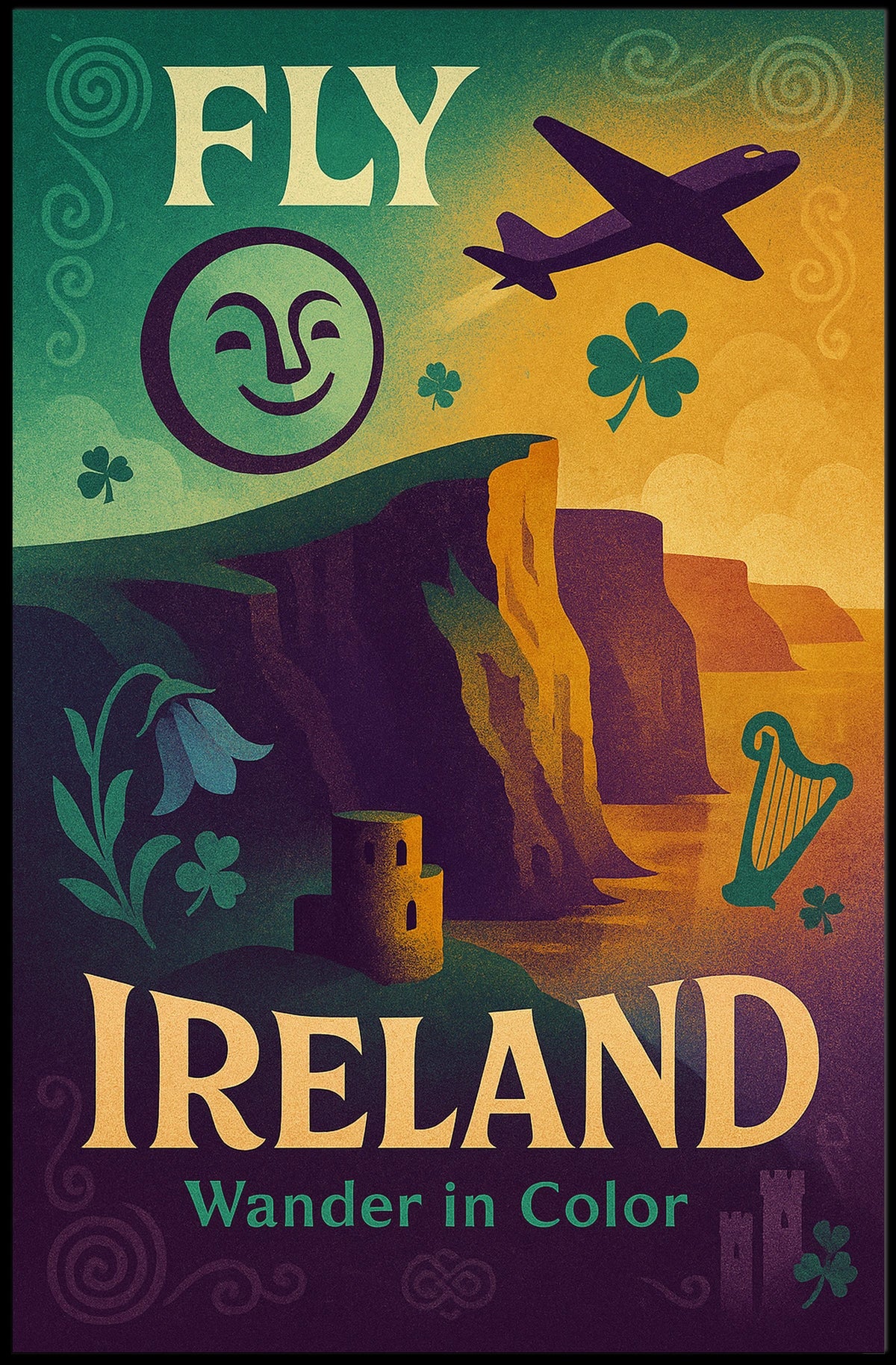 Fly To Ireland Wander In Color Poster