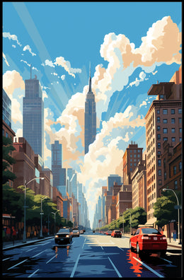 Lively Urban New York Scene Travel Poster