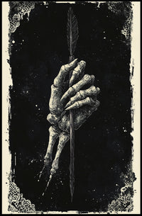 Eerie Dark Skeleton Hand with Arrow Art Print Poster