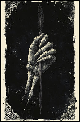 Eerie Dark Skeleton Hand with Arrow Art Print Poster