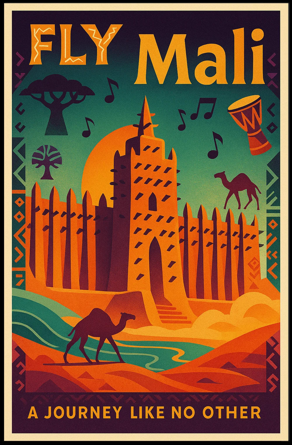 Explore Exotic Mali with Retro Adventure Travel Poster PosterGoat