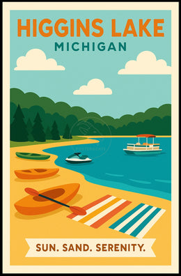 Higgins Lake Getaway: Modern Travel Poster