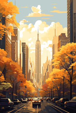 New York Cityscape Illustration Poster Modern Wall Art