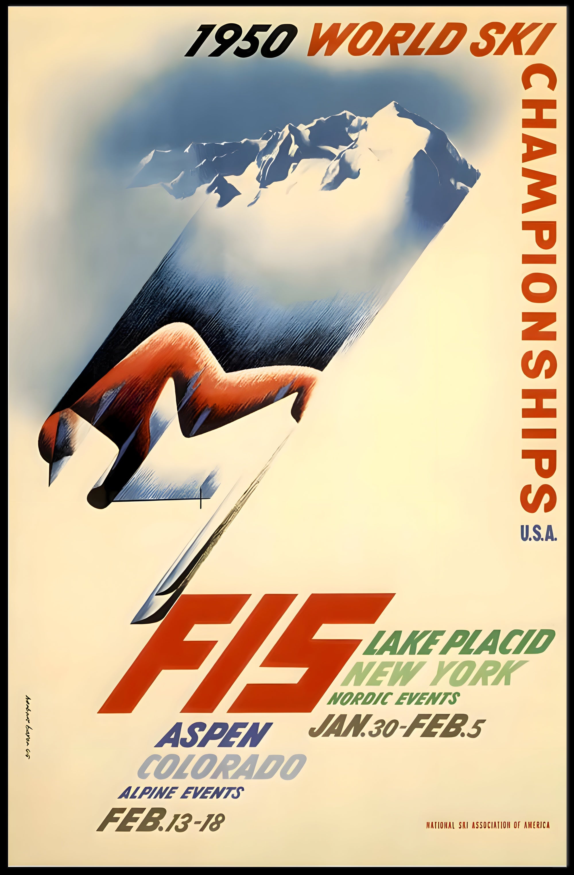 1950 World Ski Championships Vintage Poster Art PosterGoat