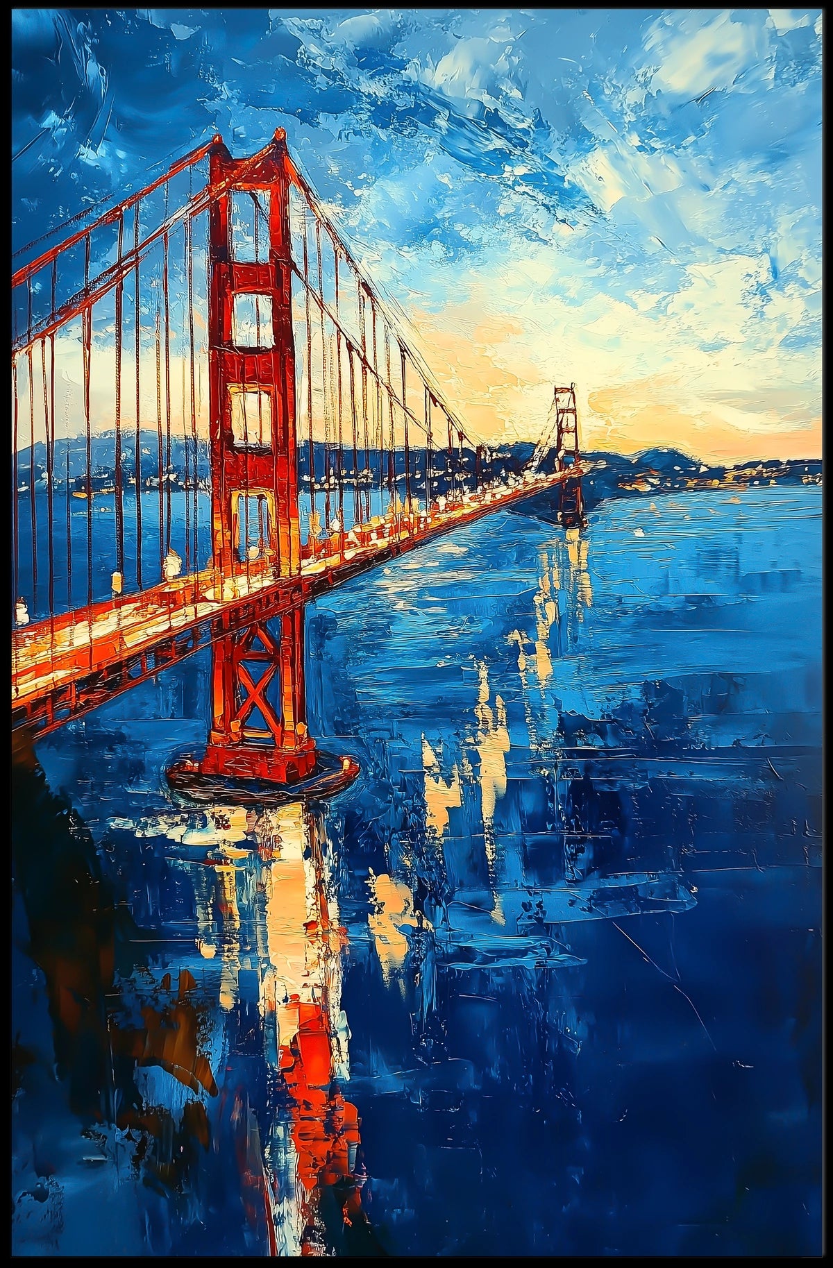 Golden Gate Bridge Sunset Scenic Artwork Home Decor Poster