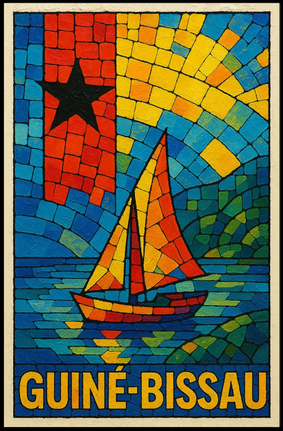 Guinea-Bissau Mosaic Art Poster