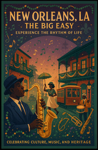 New Orleans Vintage Music Scene Art Poster