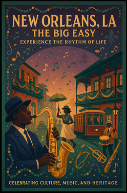 New Orleans Vintage Music Scene Art Poster