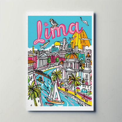 Lima Peru Vibrant Cityscape and River Travel Poster