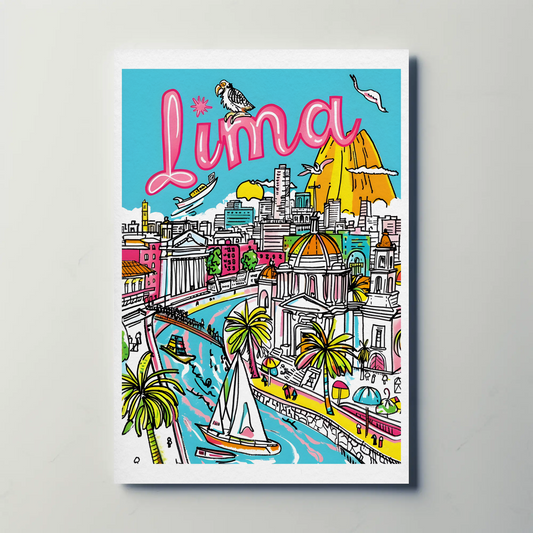 Lima Peru Vibrant Cityscape and River Travel Poster
