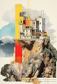 Modern Architecture on Cliff Artistic Abstract Poster