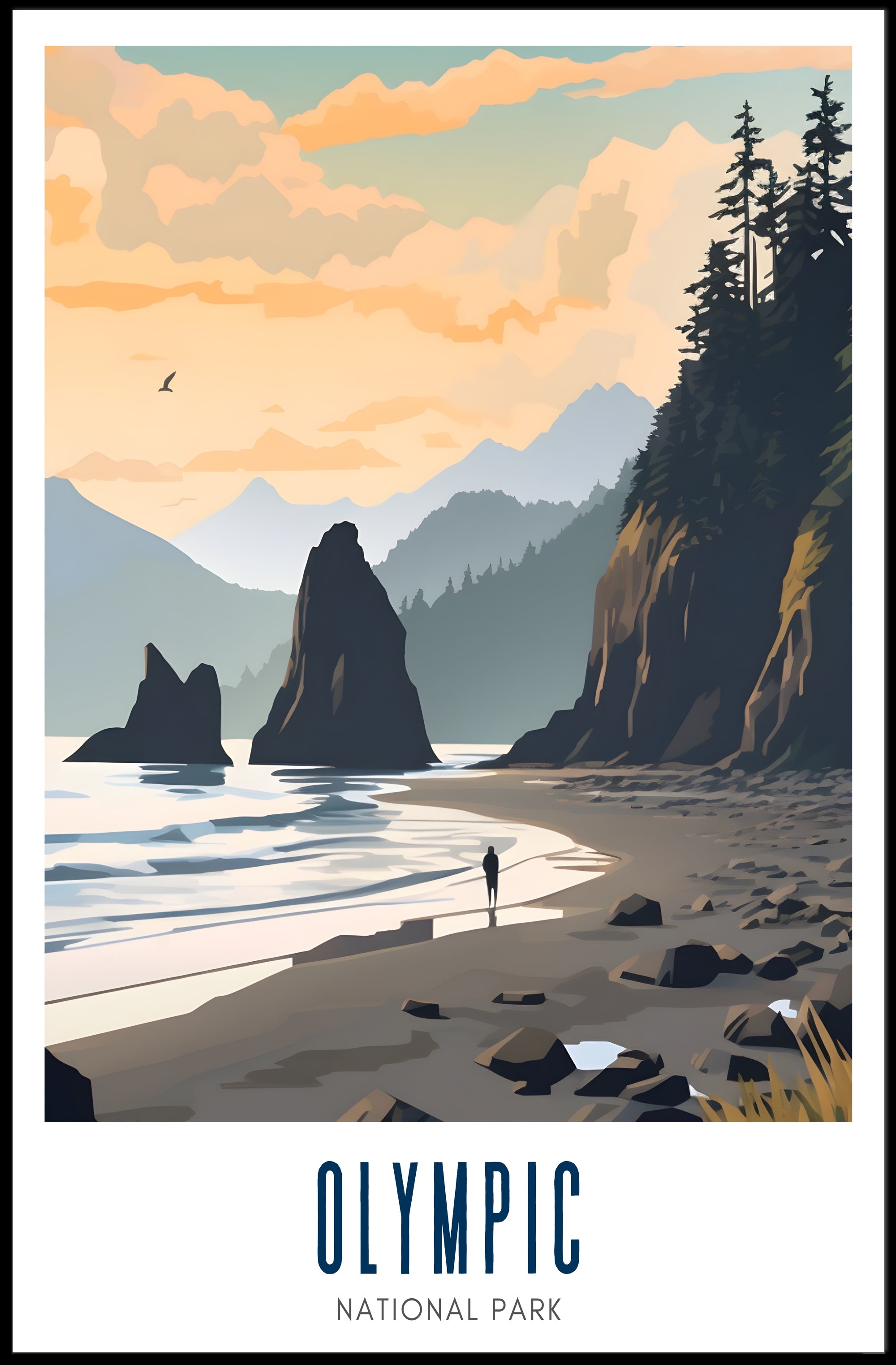 Tranquil Shores of Olympic Poster