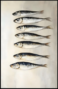 School Of Fish Poster Minimalist Coastal Wall Art