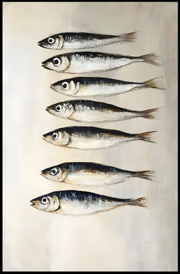 School Of Fish Poster Minimalist Coastal Wall Art