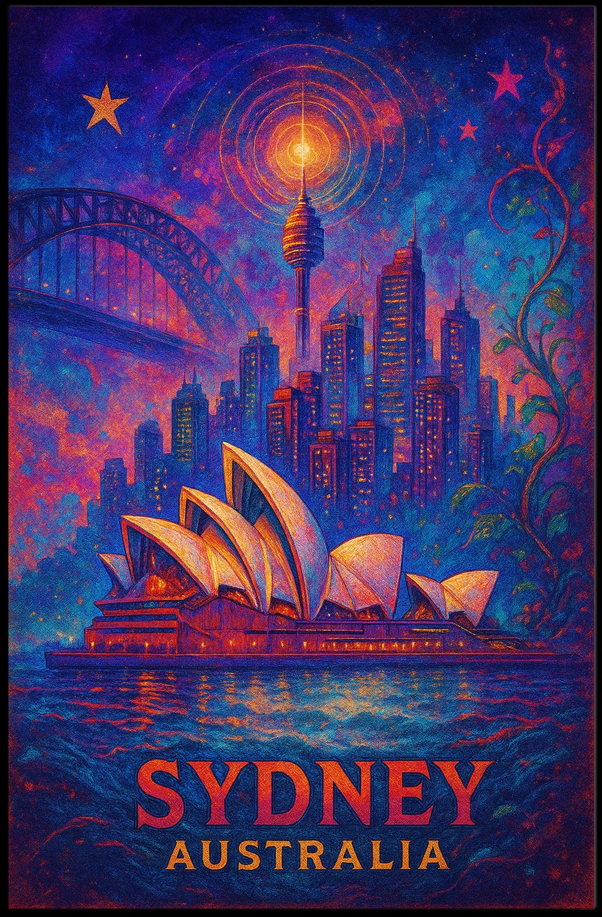 Sydney Opera House Vibrant Artistic Poster Print