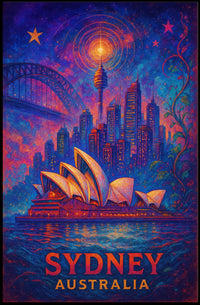 Sydney Opera House Vibrant Artistic Poster Print