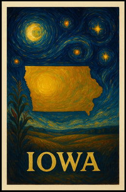 Iowa Impressionistic Landscape Art Print - Cultural or Heritage Poster