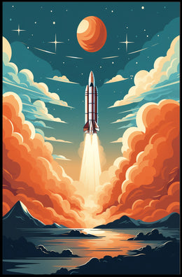 Rocket Launch Against Cosmic Backdrop Space or Astronomy Poster