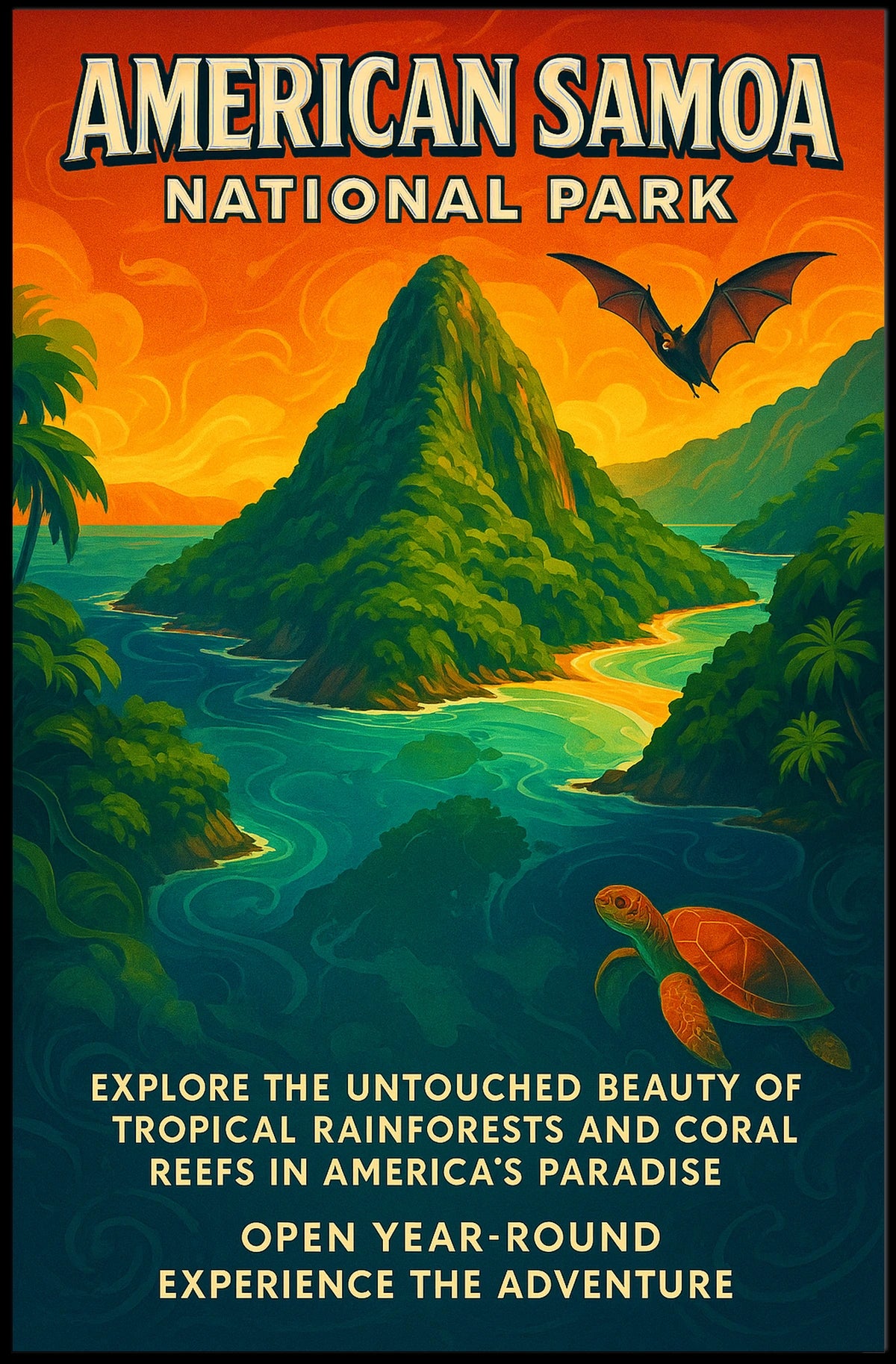 American Samoa National Park Adventure Poster Print
