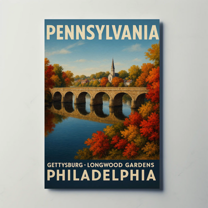 Pennsylvania Gettysburg Longwood Gardens Travel Poster