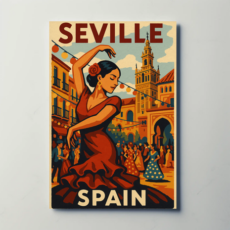 Flamenco Spirit Seville Travel Vintage Artistic Poster