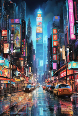 Futuristic Cyberpunk Asian Metropolis Sci-Fi Poster